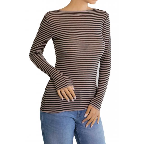 Maglia misto cashmere a righe 